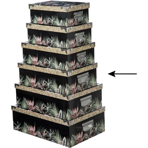 5Five Opbergdoos/box - 2x - zwart - L40 x B26.5 x H14 cm - Stevig karton - Junglebox -