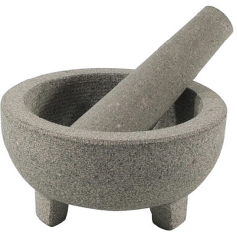 Vijzel met stamper - grijs - graniet - D14 cm -