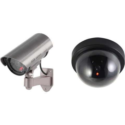 Dummy beveiligingscamera set 2 stuks zwart/zilver -
