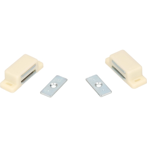 Magneetsnapper - 12x - met metalen sluitplaat - gebroken wit - Deurstoppers -