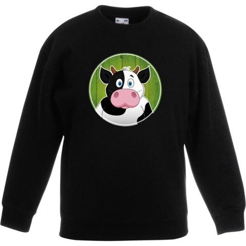 Sweater koe zwart kinderen 12-13 jaar (152/164) -