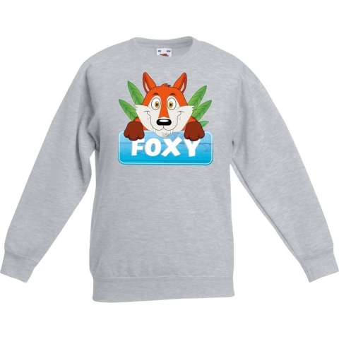 Sweater grijs voor kinderen met Foxy de vos 5-6 jaar (110/116) -