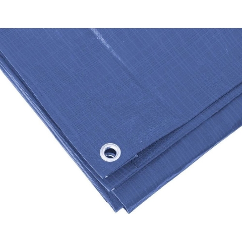 Stevig afdekzeil formaat 4 x 6 meter blauw met ringen -