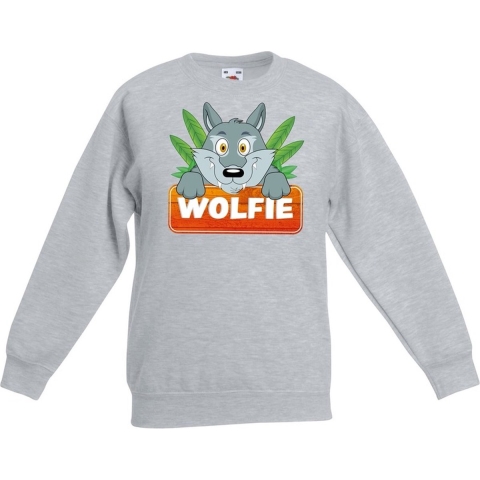 Sweater grijs voor kinderen met Wolfie de wolf 14-15 jaar (170/176) -