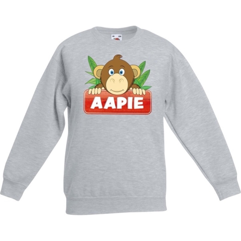 Sweater grijs voor kinderen met Aapie het aapje 5-6 jaar (110/116) -