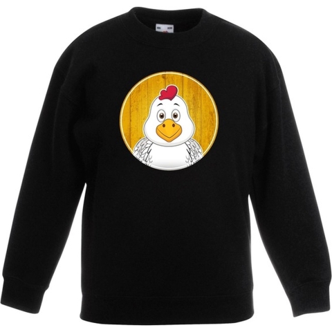Sweater kip zwart kinderen 12-13 jaar (152/164) -
