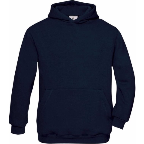 Navy blauwe katoenmix sweater met capuchon voor j 7-8 jaar (122/128) -