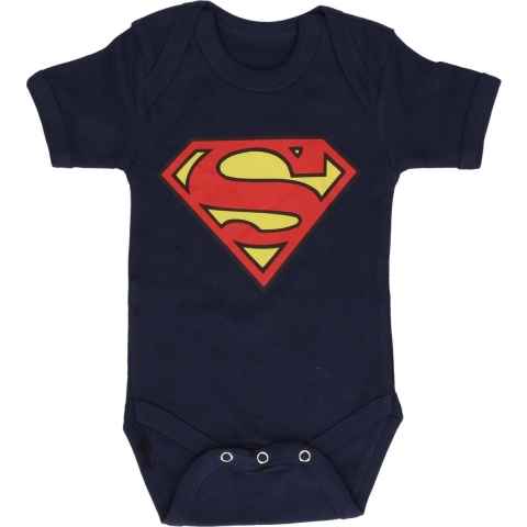 Superman baby rompertje blauw - kraamcadeau - katoen 6-12 mnd (74-80) -