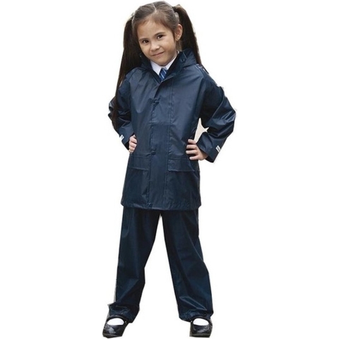 Regenpak winddicht navy blauw voor meisjes M (122-128) -