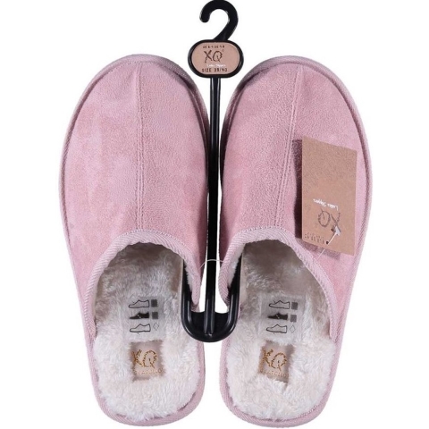 Roze instap sloffen/pantoffels met bont voor dames 41-42 -