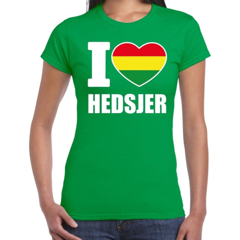 Carnaval I love Hedsjer t-shirt groen voor dames M -