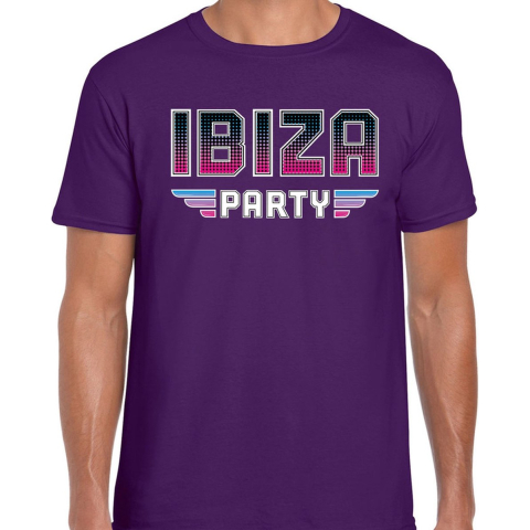 Ibiza party feest t-shirt paars voor heren L -