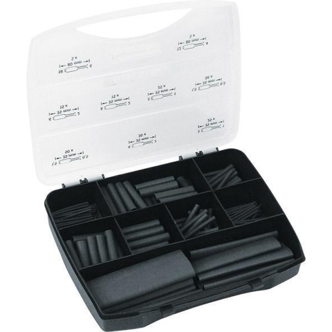 HellermannTyton 380-03001 Krimpkous assortiment Zwart Krimpverhouding:3:1 220 onderdelen