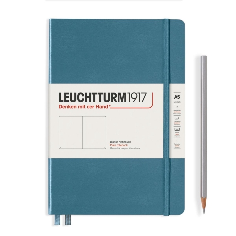 Leuchtturm Stone Blue, Medium (A5), 251 p., plain
