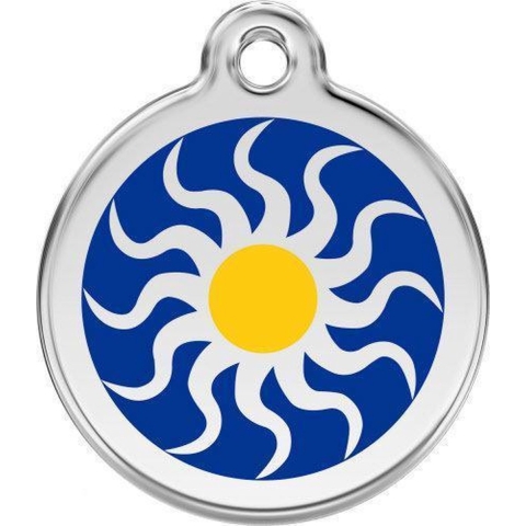 Tribal Sun Navy roestvrijstalen hondenpenning medium/gemiddeld dia. 3 cm - Reddingo