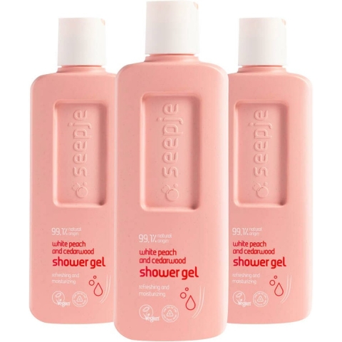 3x Seepje Witte Perzik en Cederhout Douchegel 300 ml
