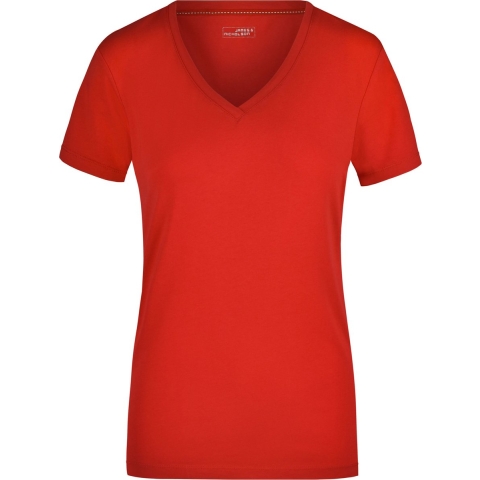 James & Nicholson t-shirt v-hals - dames - rood - stretch - korte mouwen M -