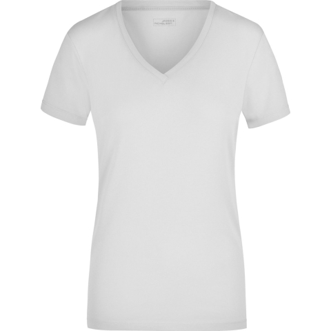 James & Nicholson t-shirt v-hals - dames - wit - stretch - korte mouwen S -