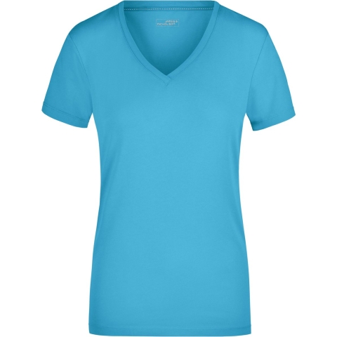 James & Nicholson t-shirt v-hals - dames - turquoise blauw - stretch M -