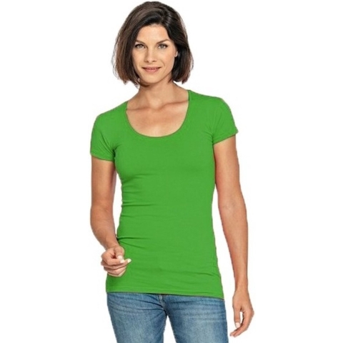 Bodyfit dames t-shirt limegroen met ronde hals S (36) -