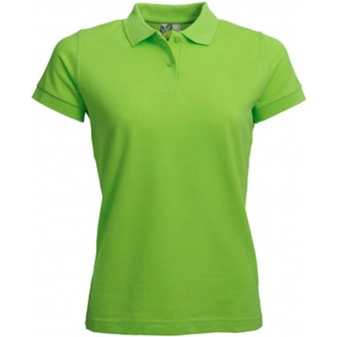 Dames basic poloshirt - limegroen - korte mouw - getailleerd - katoen 40 (L) -