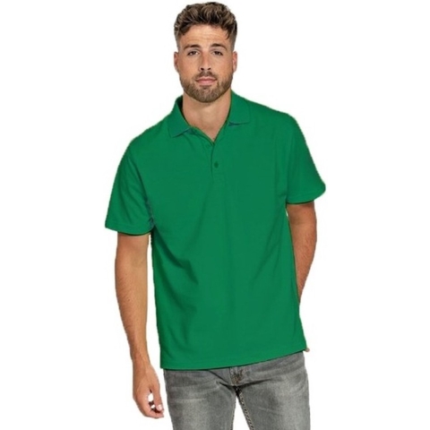 Heren basic poloshirt - groen - korte mouw - katoen L (40/52) -