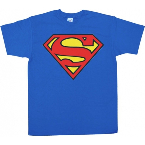Superman logo verkleed t-shirt heren - blauw - DC Comics - superhelden XL -