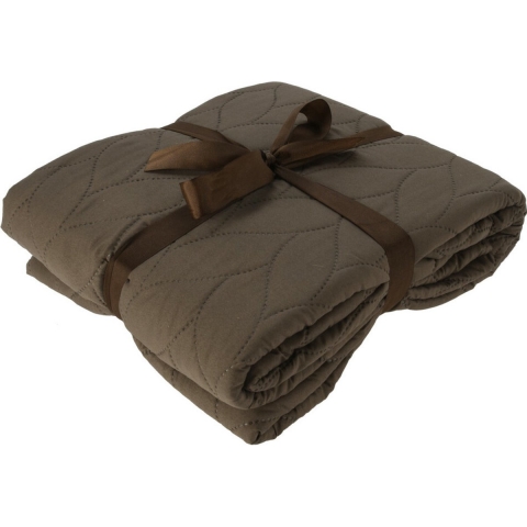 H&S Collection Deken / dekentje - polyester - taupe - plaid - 200 x 220 cm - bank/bed -