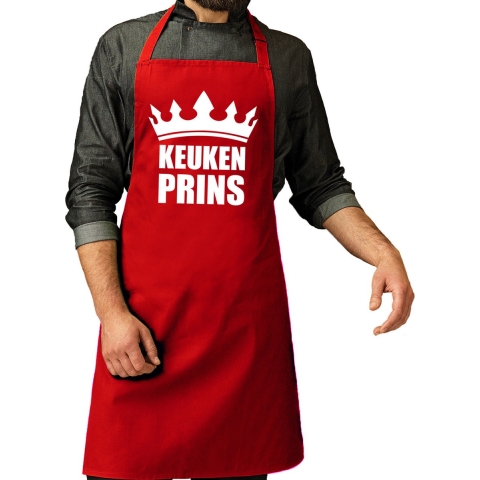 Keuken Prins barbeque schort / keukenschort rood voor heren -
