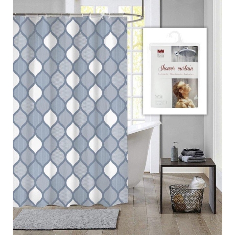 Dutch House Douchegordijn Geo 180x200 cm Blauw