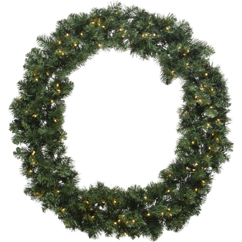 Decoris Kerstkrans - groen - warm wit - met timer - 50 cm -