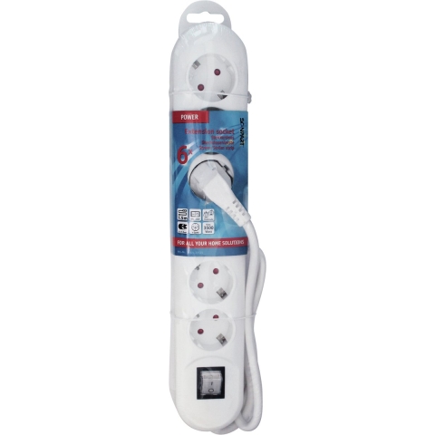 Scanpart Tafelcontactdoos 6-v Randaarde Schakelaar Ak En 3.0m(3x1,5mm)
