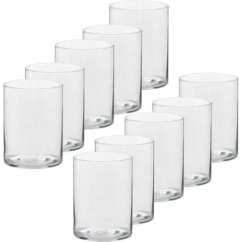 10x Hoge theelichthouders/waxinelichthouders glas 5,5 x 6,5 cm -
