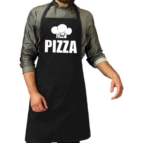 Chef pizza schort / keukenschort zwart heren -