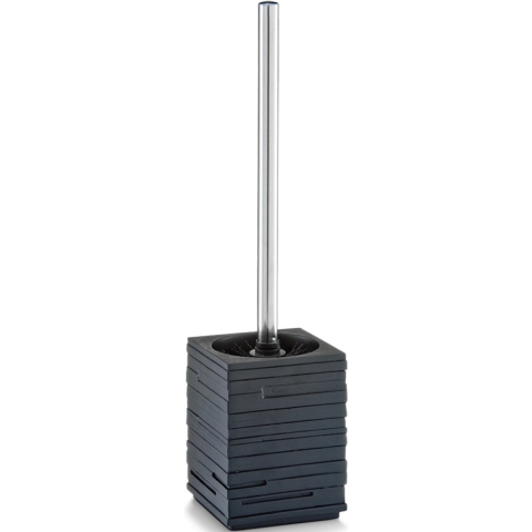 WC/toiletborstel in houder - kunststeen - zwart - 9 x H38 cm -