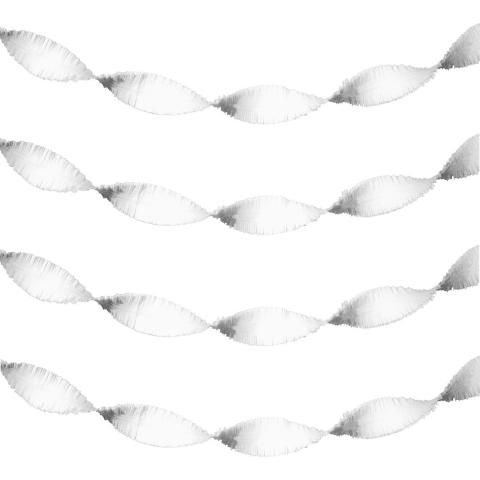 Feest slinger - 3x - wit - crepe papier - 24 meter - draaislinger decoratie -