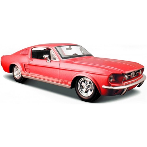 Modelauto Ford Mustang GT 1967 rood schaal 1:24/19 x 7 x 5 cm -