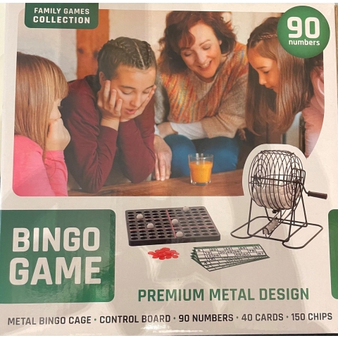 Bingo spel complee - zwart/wit - 21 cm - nummers 1-90 - molen en bingokaarten -