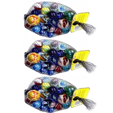 69x Knikkers bonken in verschillende formaten en kleuren -