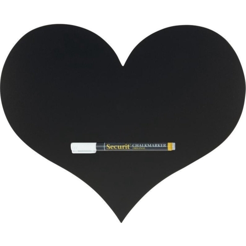 Zwart hart krijtbord 36 cm inclusief stift -