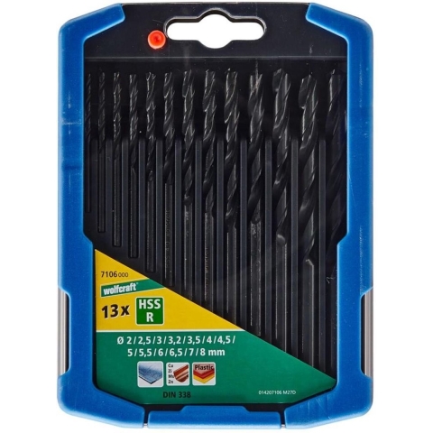 Wolfcraft Metaalboorset | HSS gewalst | Ø2-8mm | 13-delig | 1 set - 7106000