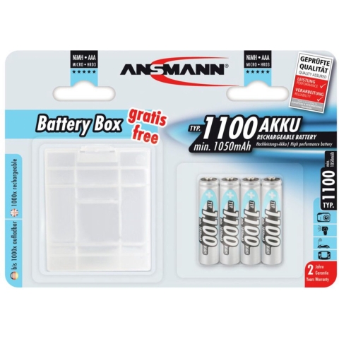 Ansmann HR03 +Box Oplaadbare AAA batterij (potlood) NiMH 1050 mAh 1.2 V 4 stuk(s)