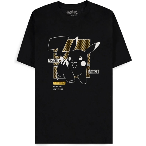 Pokémon - Pikachu Line-art Men's Short Sleeved T-shirt (Black)