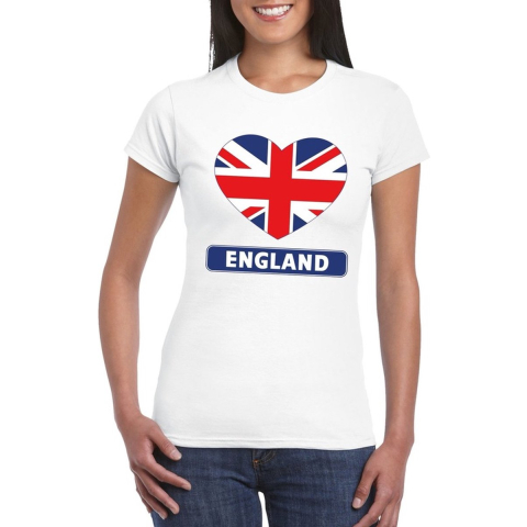 Engeland hart vlag t-shirt wit dames XL -