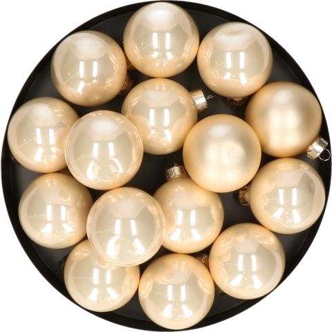 Kerstballen - 30x st - champagne - D6 cm - glas - mat/glans - kerstversiering -