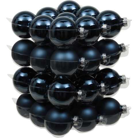 Kerstballen - 36x st - donkerblauw - D6 cm - glas - kerstversiering -