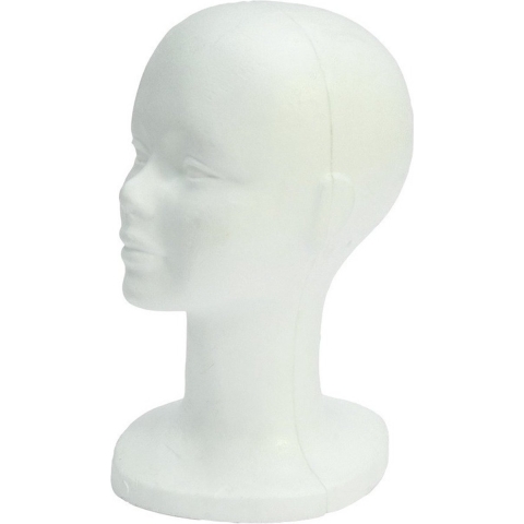 Paspop display etalage hoofd/mannequin - 2x - 30 cm - piepschuim - wit - voor hoeden/pruiken/accesso -