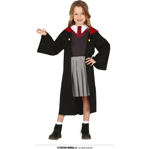 Tovenaar student horror kostuum voor meisjes - Halloween tovenaarsleerling outfit 5-6 jaar (110-116) -