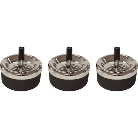 3x stuks ronde draaiasbak/drukasbak zwart/chroom 13 cm -