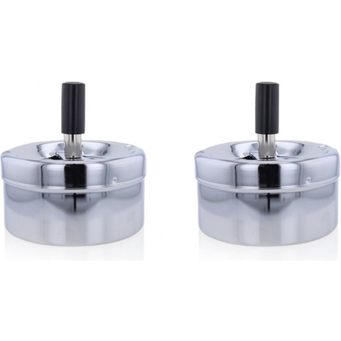 2x stuks ronde draaiasbak/drukasbak chroom 9,5 cm -